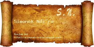 Simonek Nóra névjegykártya